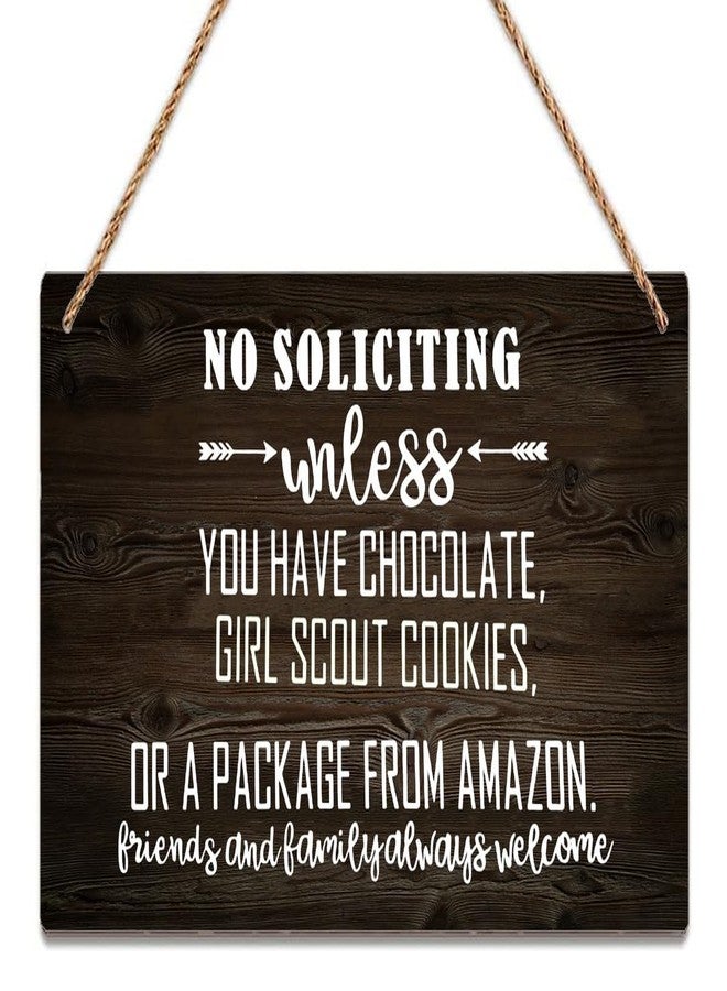 Estiyond Wall Decor Wood Sign No Soliciting Unless You Have Chocolate Girl Scout Cookies Wood Signs Home Decor Rustic Signs Motivational Wood 12 X 6 Inch - Image 1